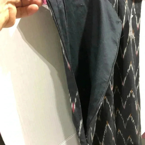 LOFT Strappy X-back V-neck, Lined,Side Zipper,black pattern Summer midi - Picture 8 of 10